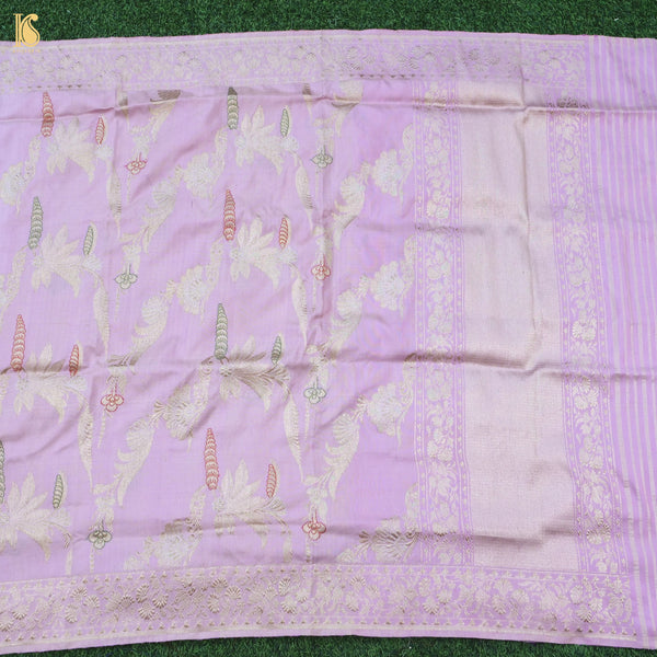 Handwoven Pure Katan Silk Lilac Banarasi Kadwa Dupatta