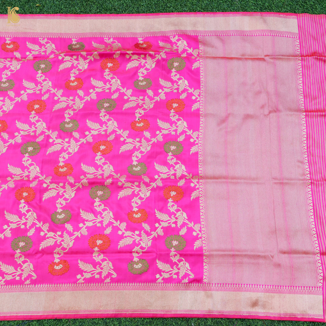 Handloom Katan Silk Pink Meenakari Banarasi Dupatta