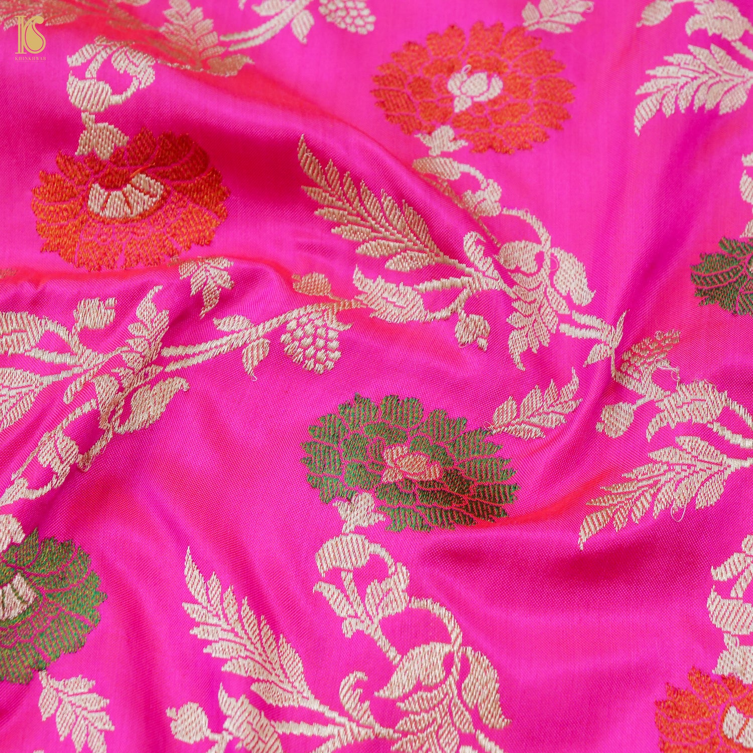 Handloom Katan Silk Pink Meenakari Banarasi Dupatta