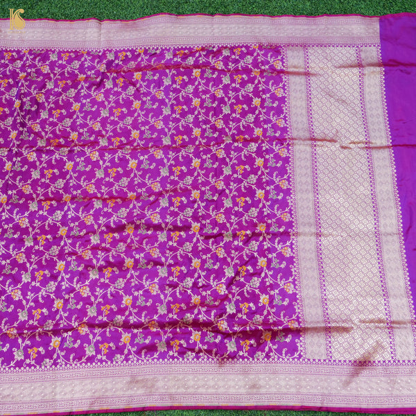 Handloom Katan Silk Purple Banarasi Dupatta