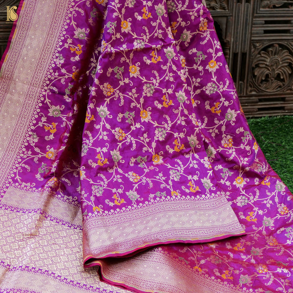 Handloom Katan Silk Purple Banarasi Dupatta