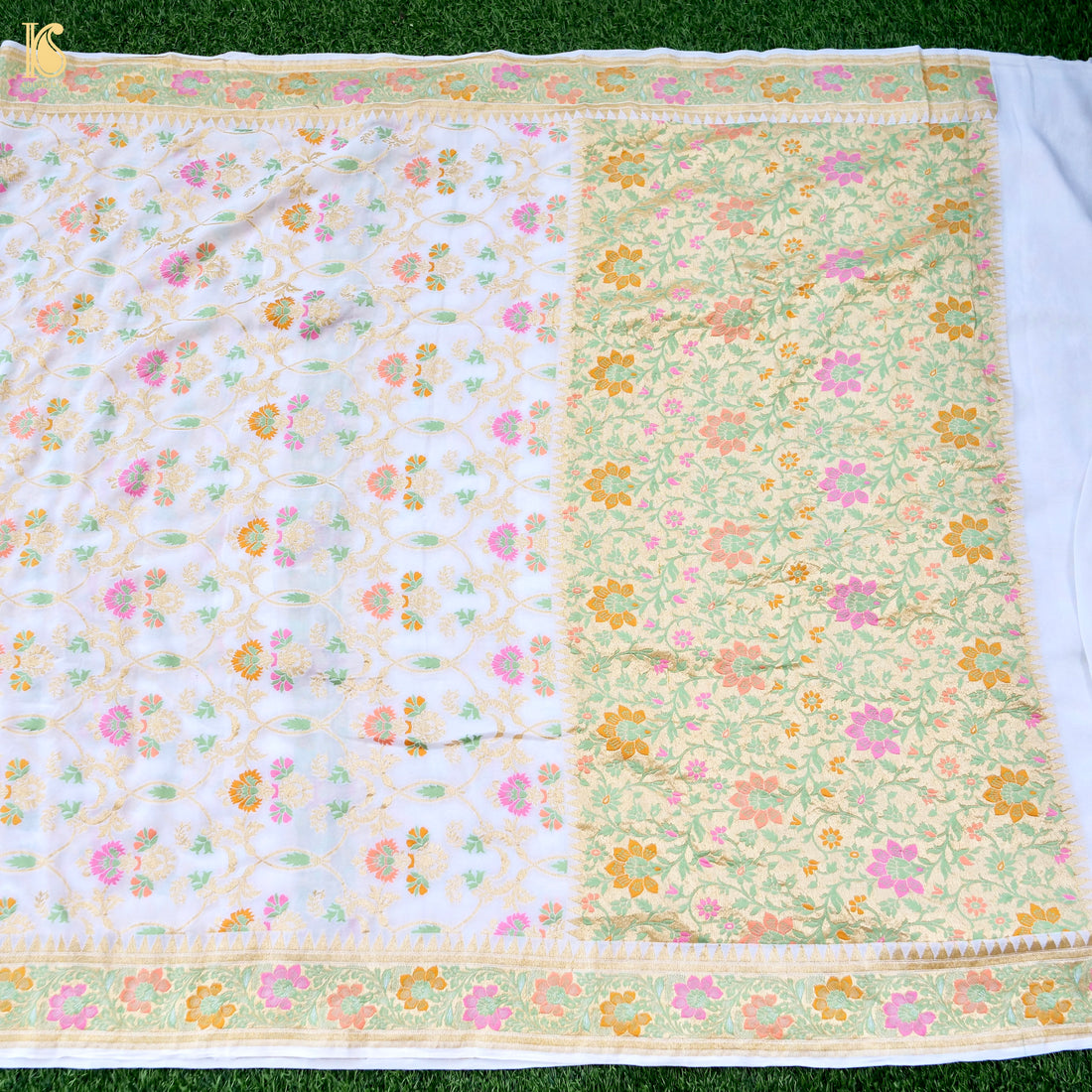 Dyeable Pure Georgette Banarasi Jaal Saree