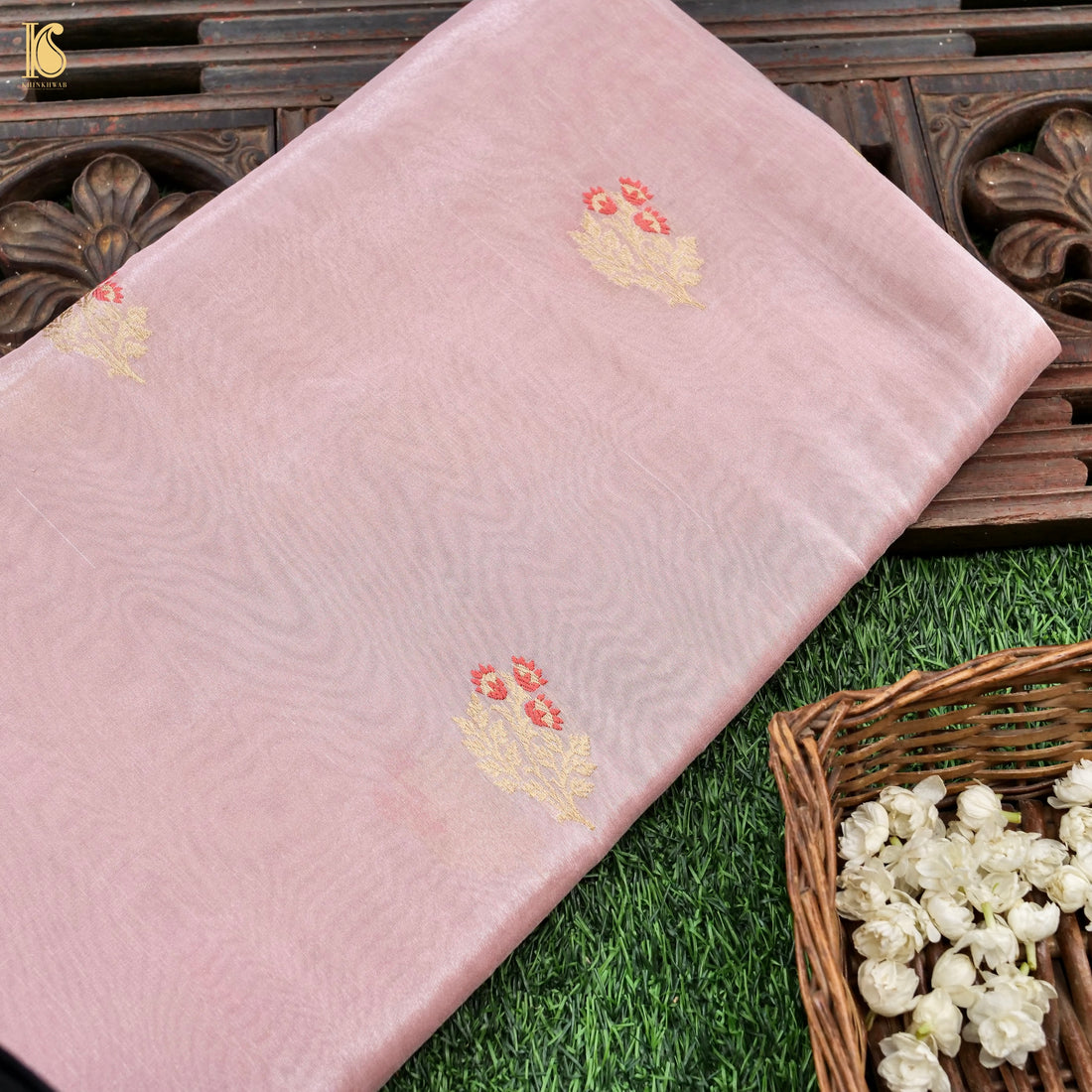 Rekha - Pink Pure Tissue Silk Handwoven Banarasi Saree