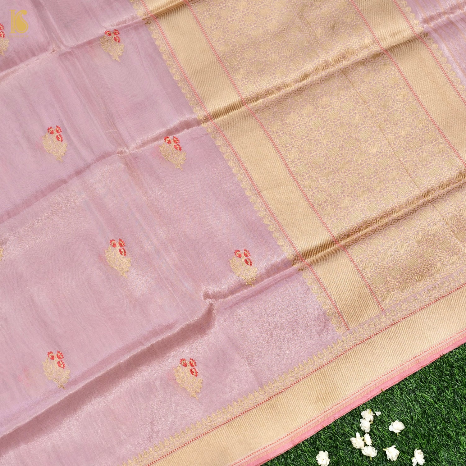Rekha - Pink Pure Tissue Silk Handwoven Banarasi Saree