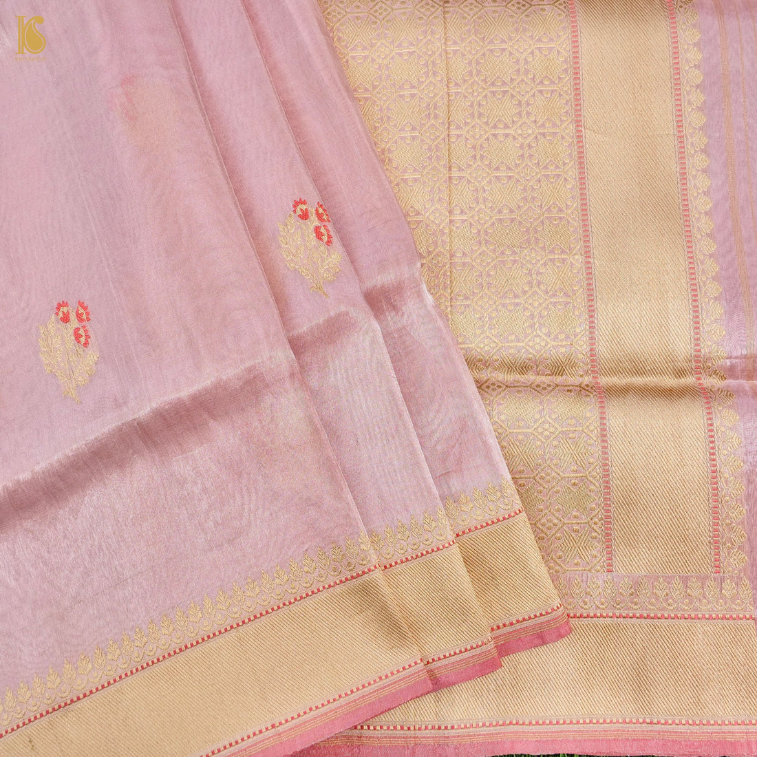 Rekha - Pink Pure Tissue Silk Handwoven Banarasi Saree