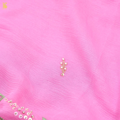 Pure Chiffon Saree with Pearl &amp; Resham Embroidery