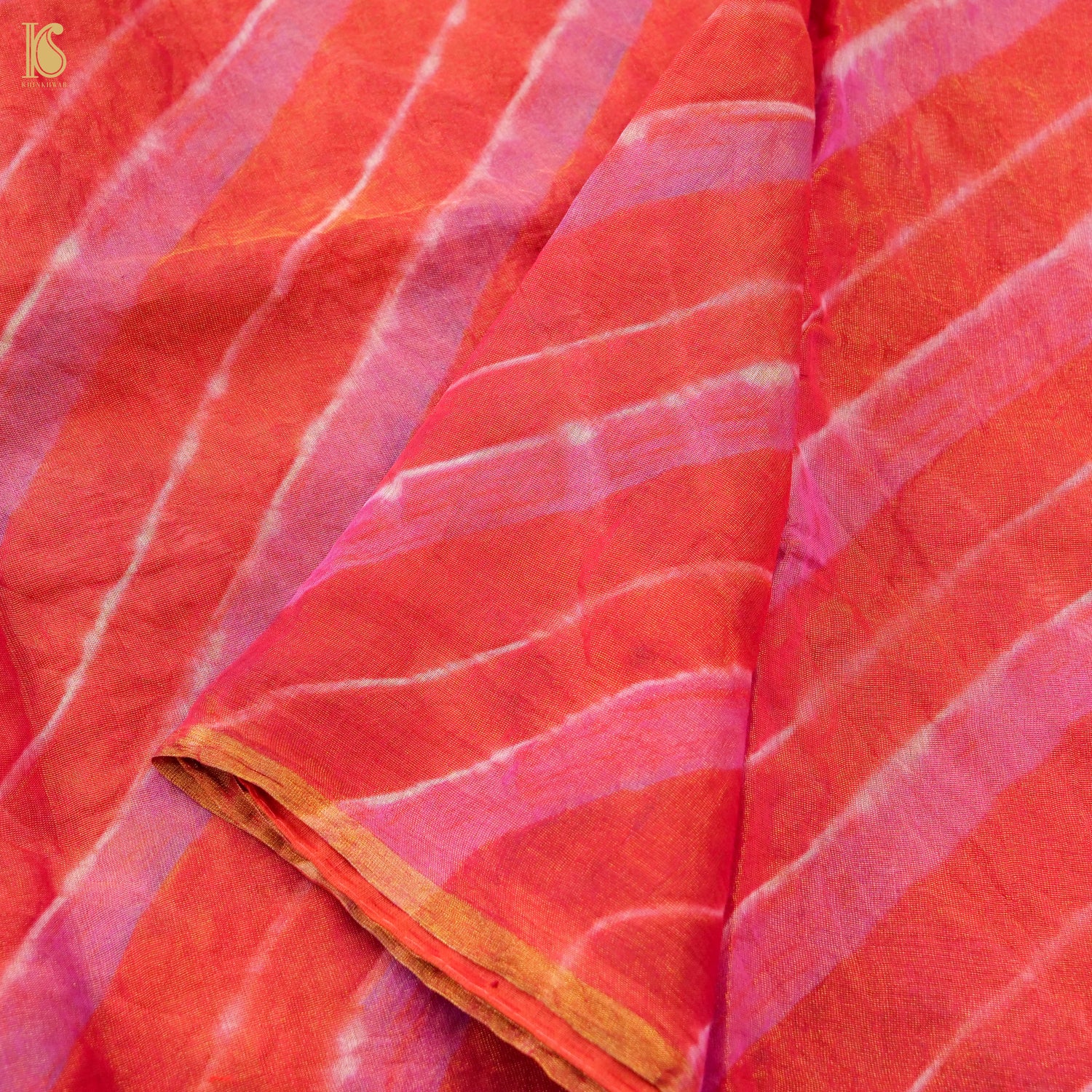 Pink Pure Chanderi Tissue Leheriya  Saree