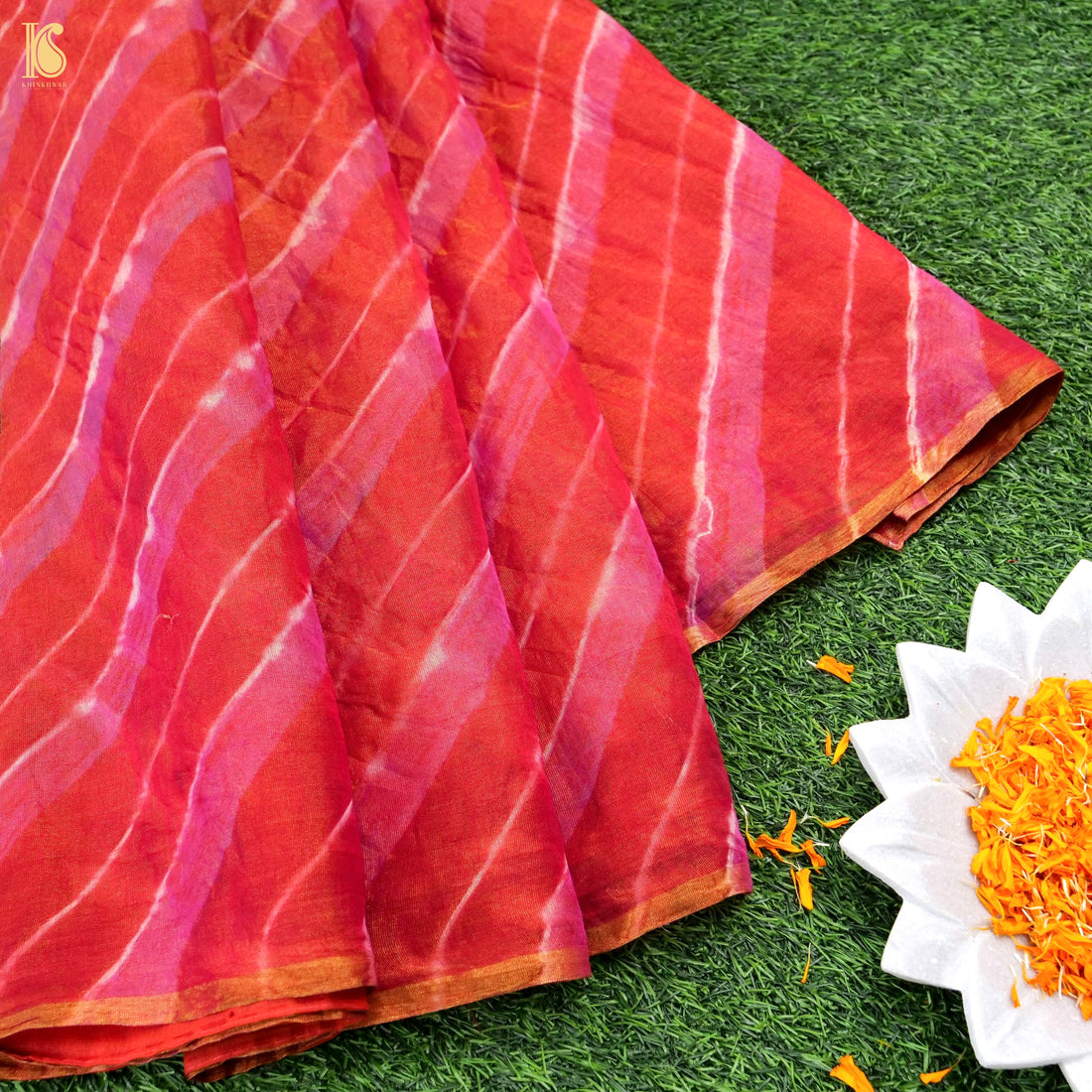 Pink Pure Chanderi Tissue Leheriya  Saree