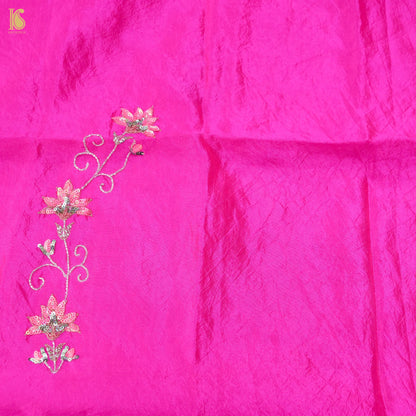 Leheriya Kora Silk Saree with Sequence Embroidery