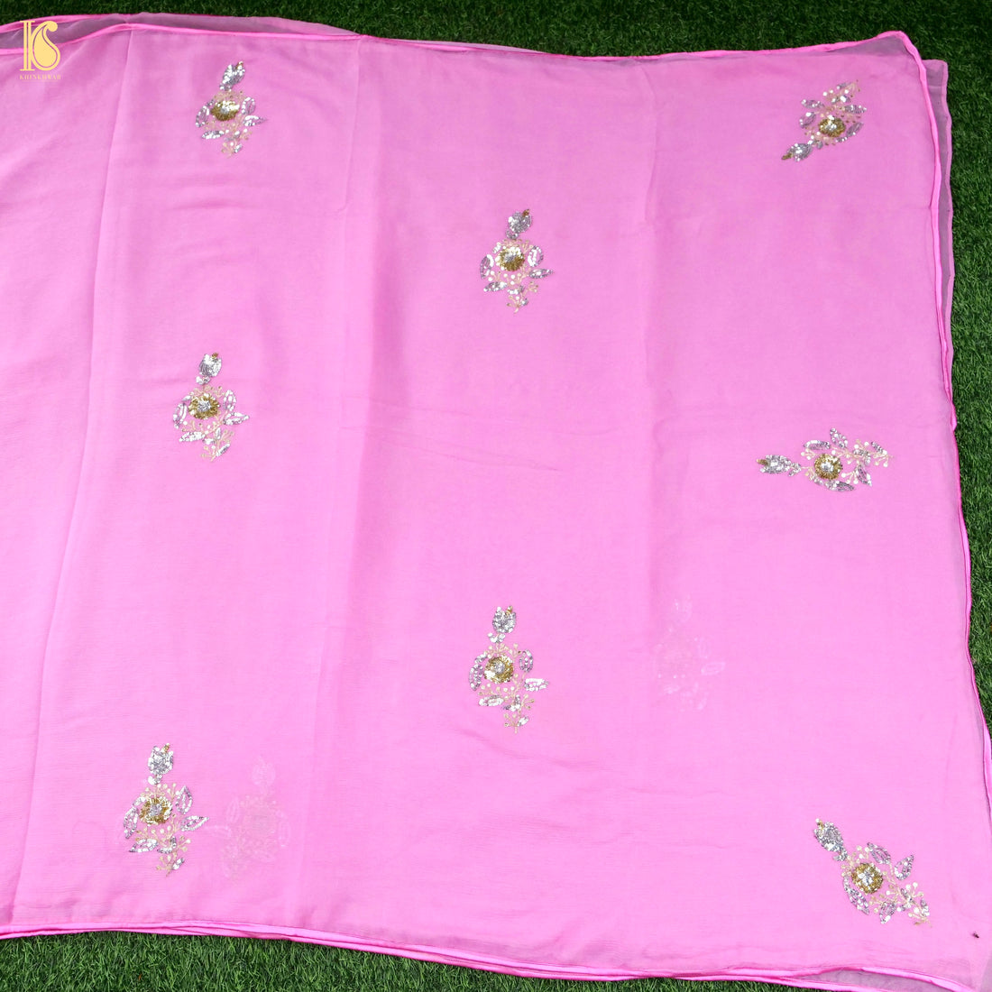 Pure Chiffon Saree with Sequence Hand Embriodery