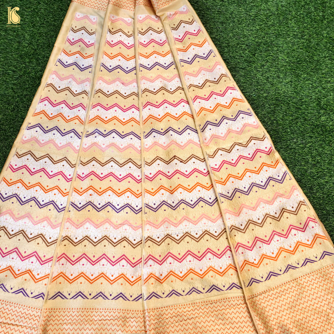 Handloom Banarasi Katan Silk Kalidar Chevron Lehenga