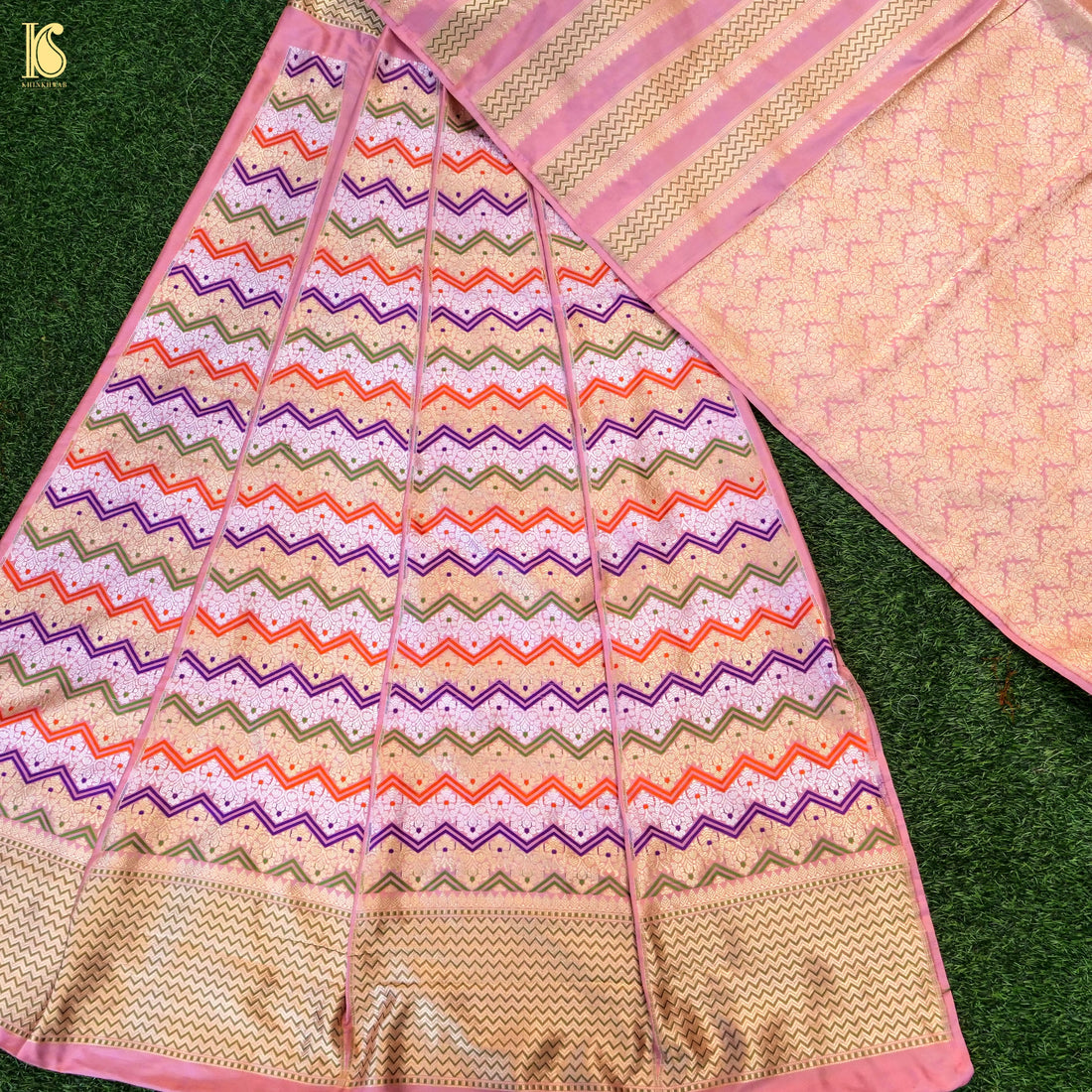 Handloom Banarasi Katan Silk Kalidar Rangtaal Lehenga
