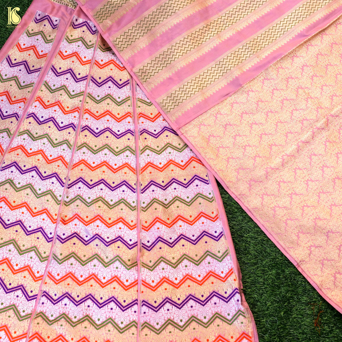 Handloom Banarasi Katan Silk Kalidar Rangtaal Lehenga