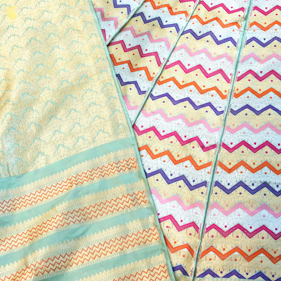 Handloom Banarasi Katan Silk Kalidar Rangtaal Lehenga