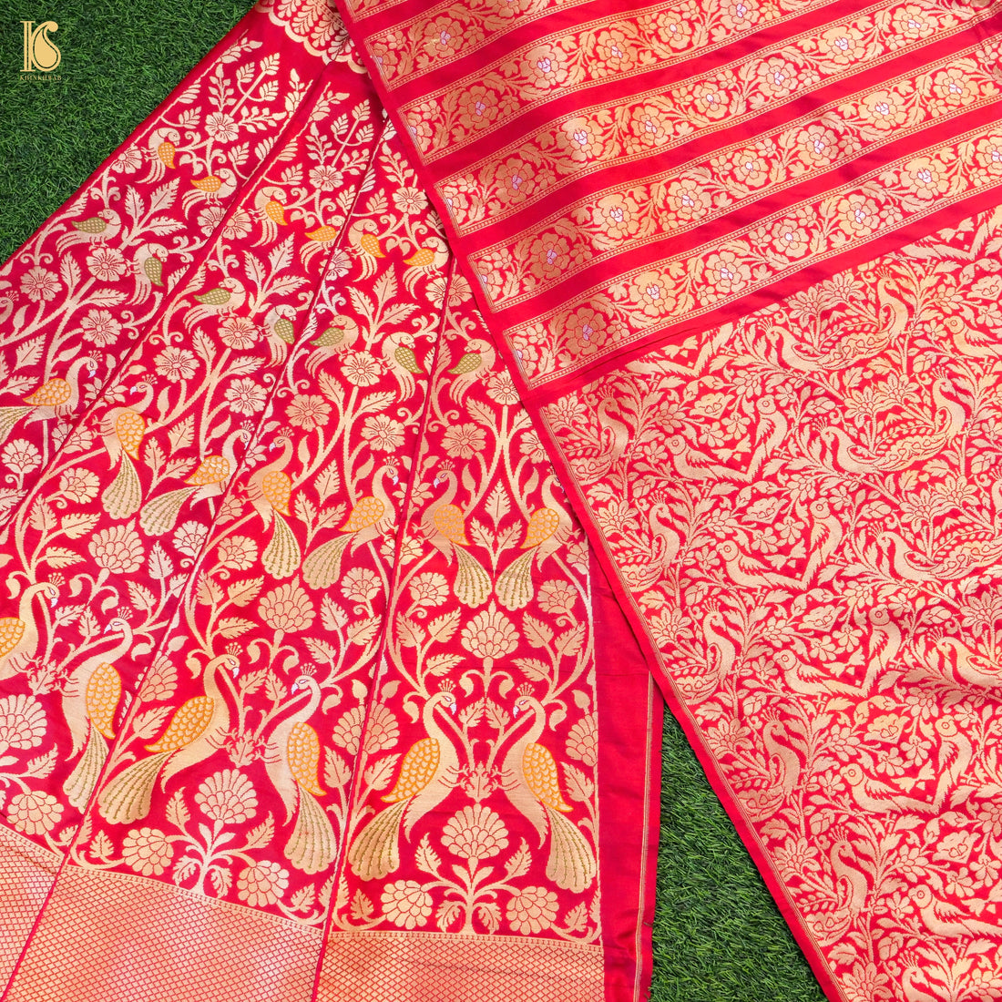 Handloom Banarasi Katan Silk Kalidar Peacock Lehenga