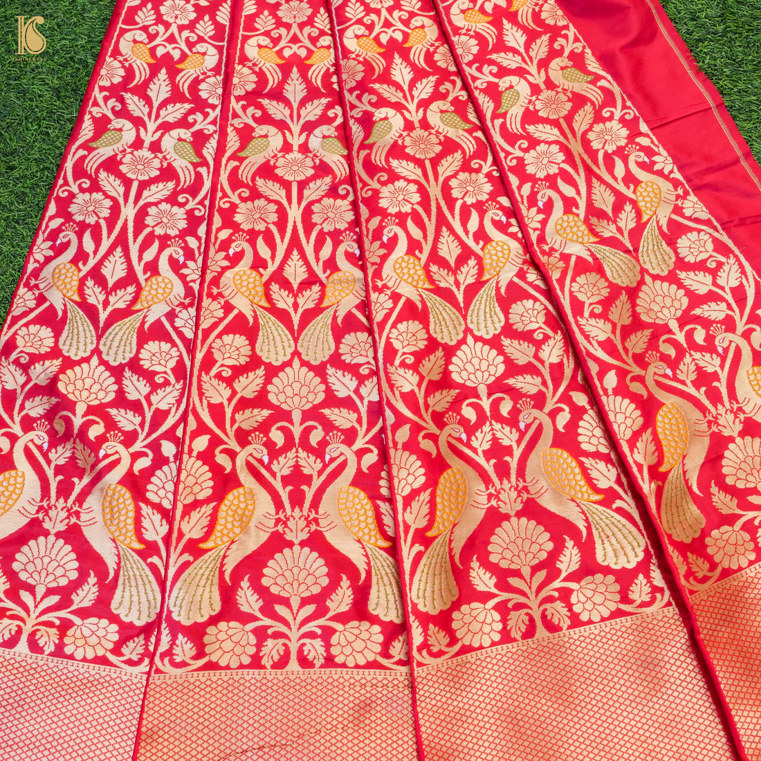 Handloom Banarasi Katan Silk Kalidar Peacock Lehenga