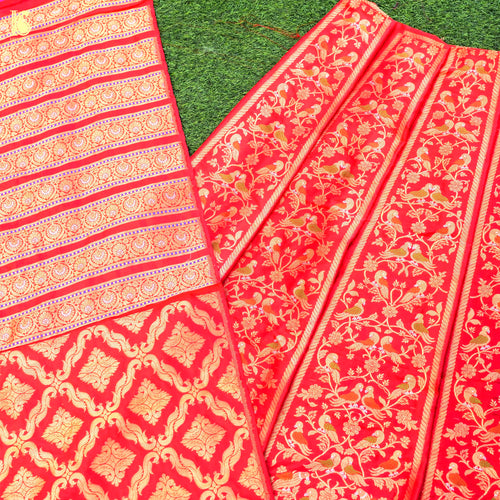 Handloom Banarasi Katan Silk Kalidar Shikargah Lehenga