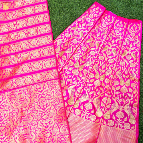 Handloom Banarasi Katan Silk Kalidar Peacock Lehenga