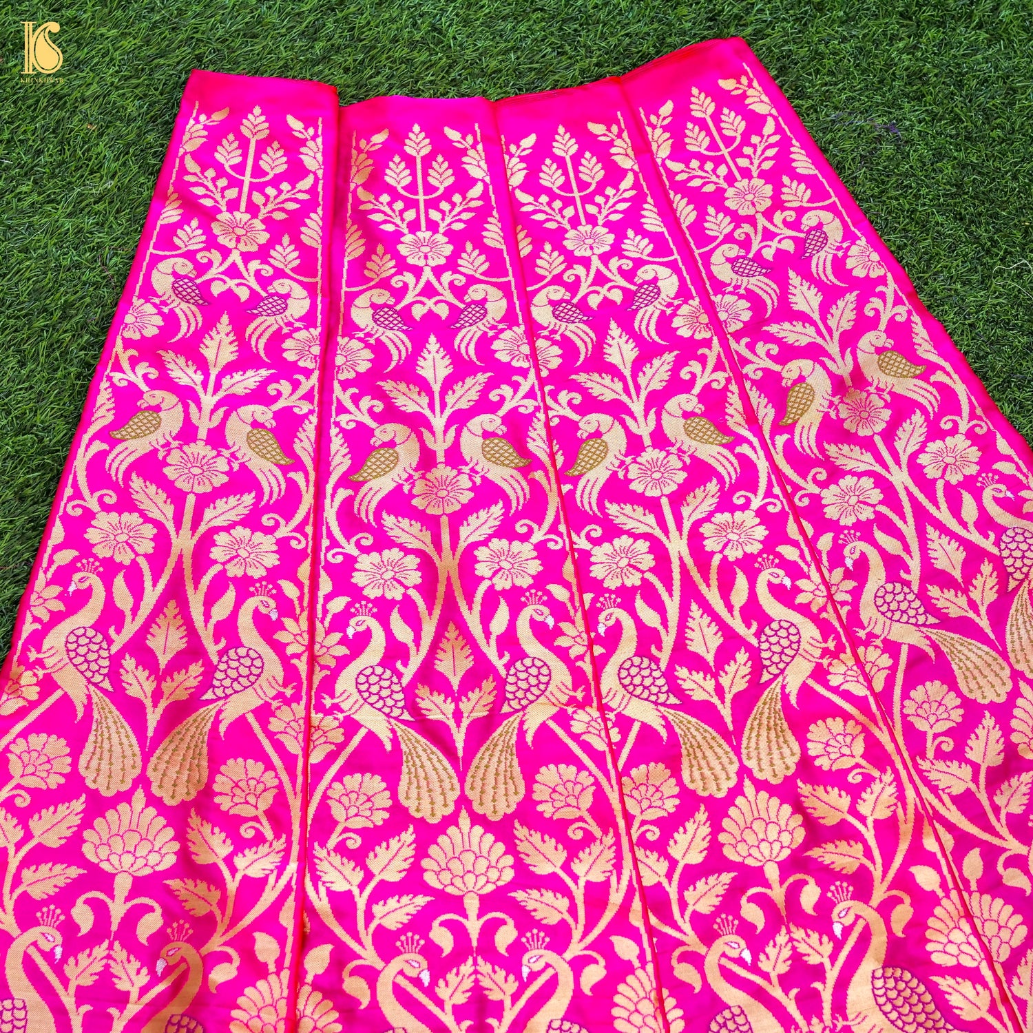 Handloom Banarasi Katan Silk Kalidar Peacock Lehenga