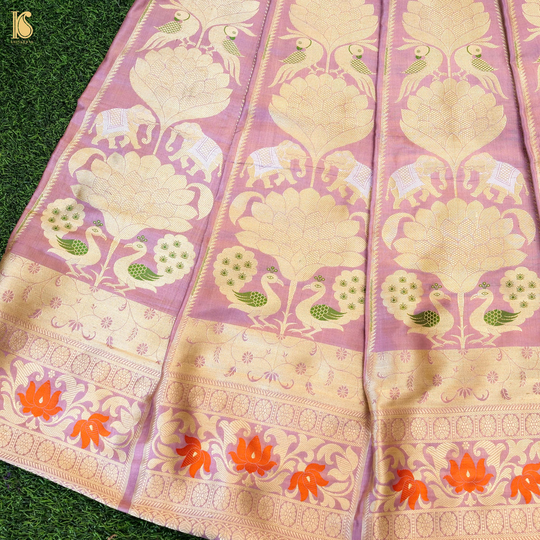 Handloom Banarasi Katan Silk Kalidar Elephant Lehenga