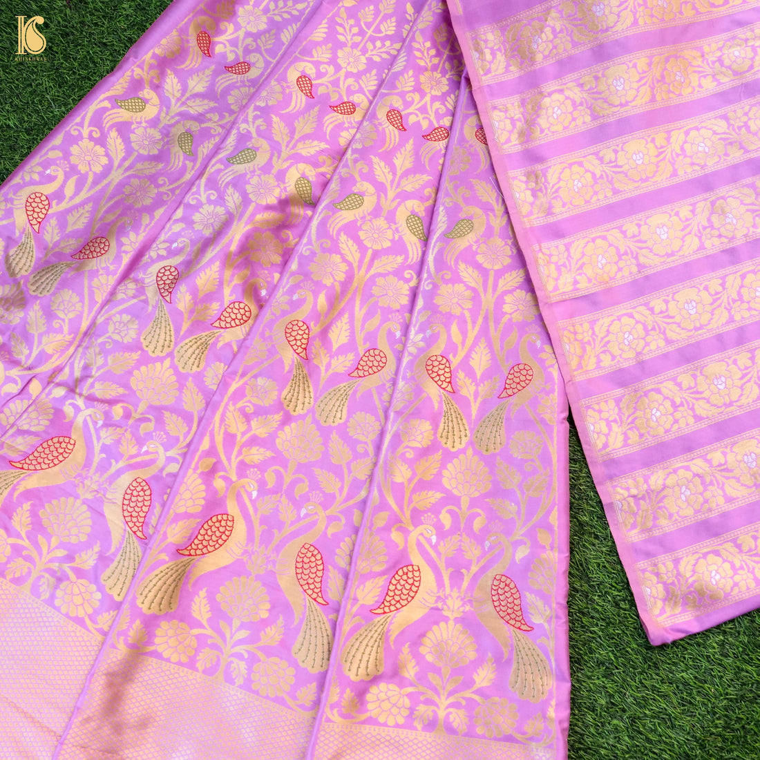 Handloom Banarasi Katan Silk Kalidar Peacock Lehenga