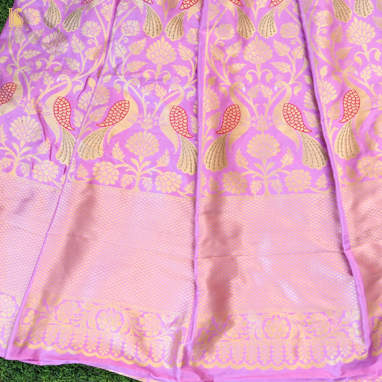 Handloom Banarasi Katan Silk Kalidar Peacock Lehenga