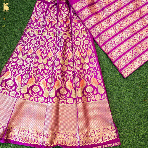 Handloom Banarasi Katan Silk Kalidar Peacock Lehenga