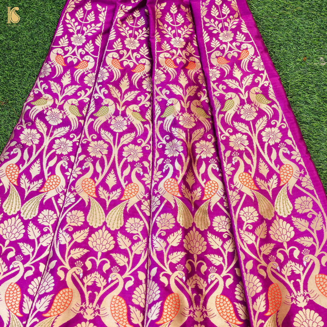 Handloom Banarasi Katan Silk Kalidar Peacock Lehenga