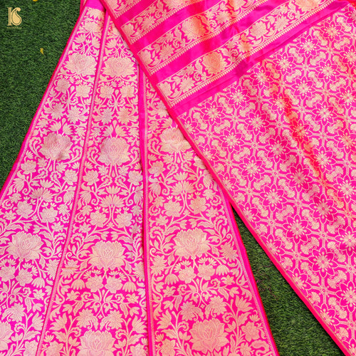 Handloom Banarasi Katan Silk Kalidar Lotus Lehenga