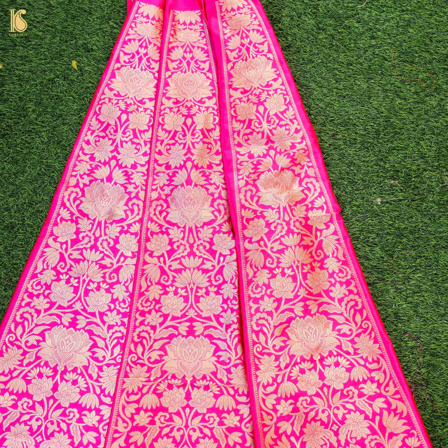 Handloom Banarasi Katan Silk Kalidar Lotus Lehenga
