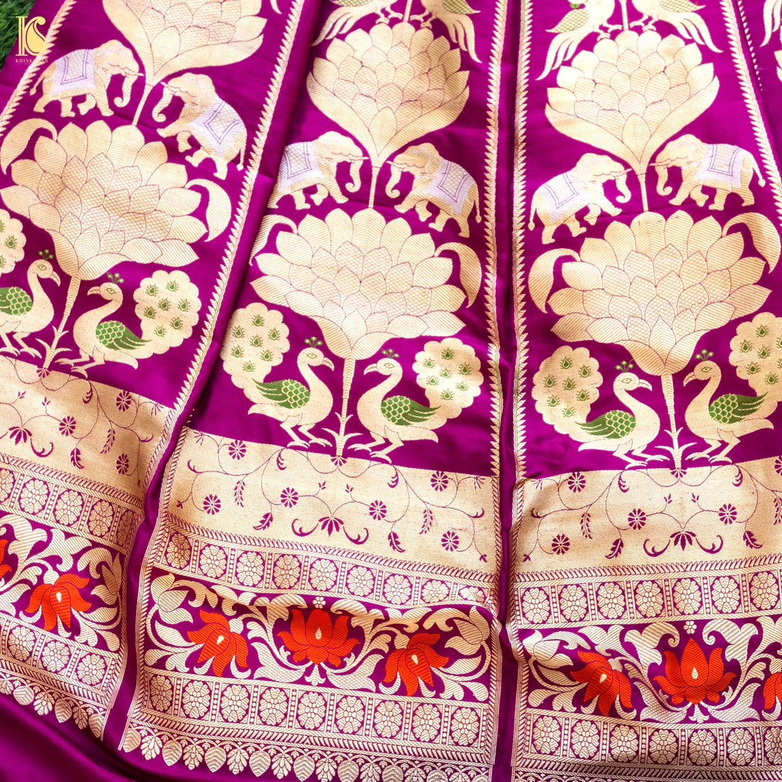 Handloom Banarasi Katan Silk Kalidar Elephant Lehenga