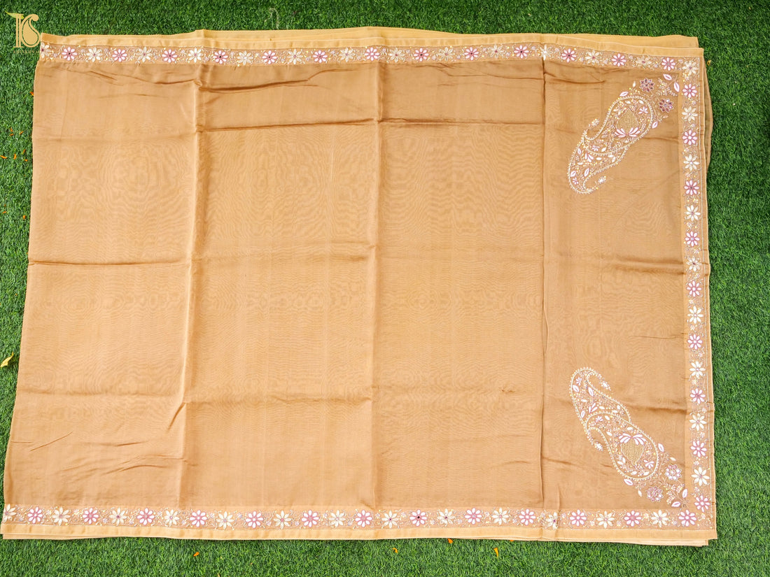 Handwoven Pure Georgette Organza Embroidery Saree