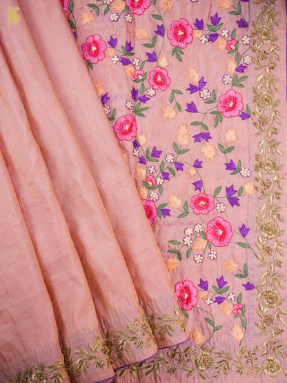 Handwoven Pure Tissue Silk Zardozi Embroidery Saree