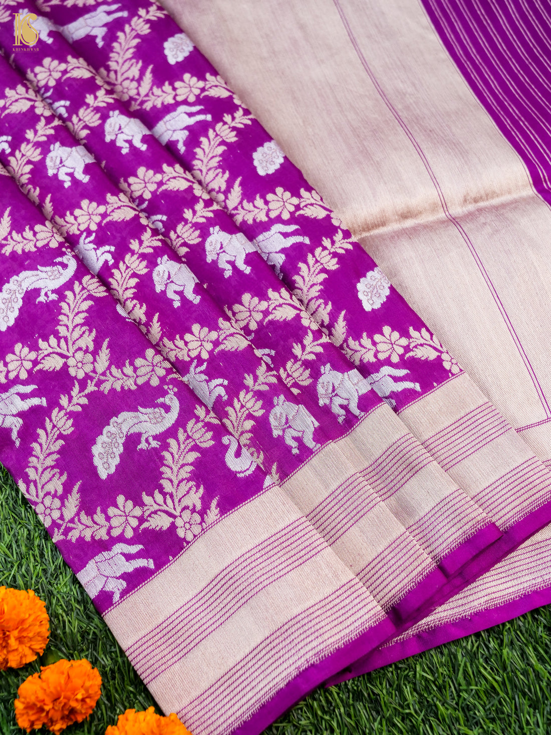 Handwoven Katan Silk Banarasi Shikargah Saree