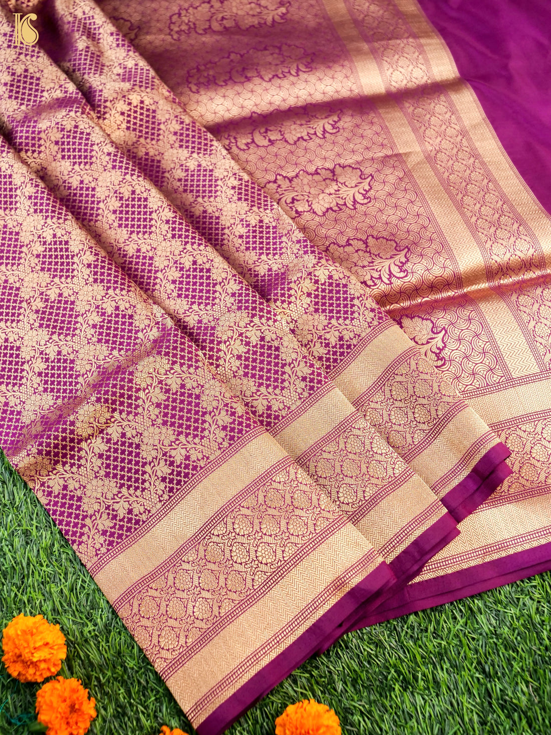 Handloom Banarasi Katan Silk Zari Tanchoi Saree