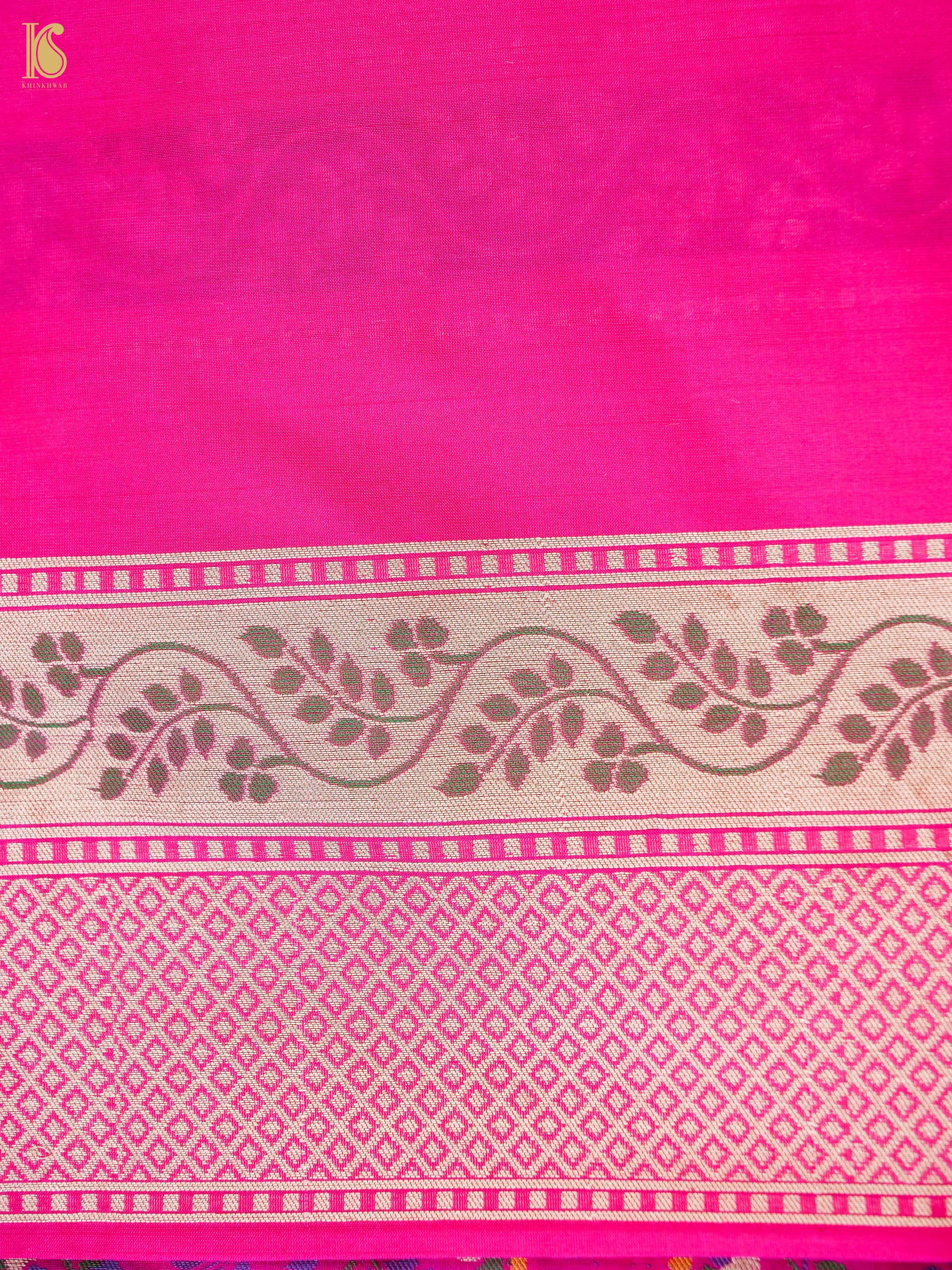 Shop Maroon Pure Katan Silk Handloom Kadwa Jangla Banarasi Saree – BUNKALA