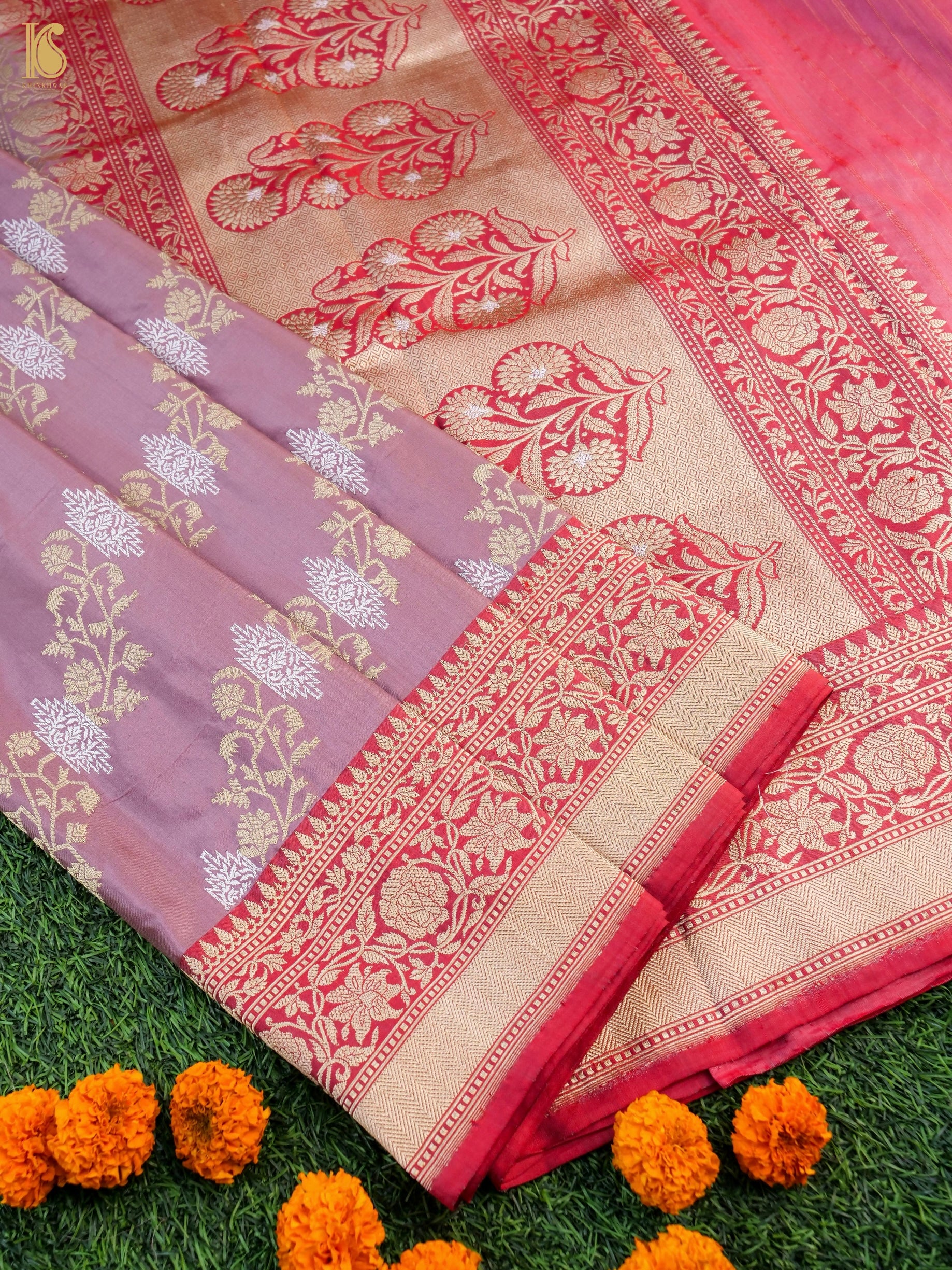 Buy Red Banarasi Katan Silk Weave Saree With Unstitched Blouse Piece