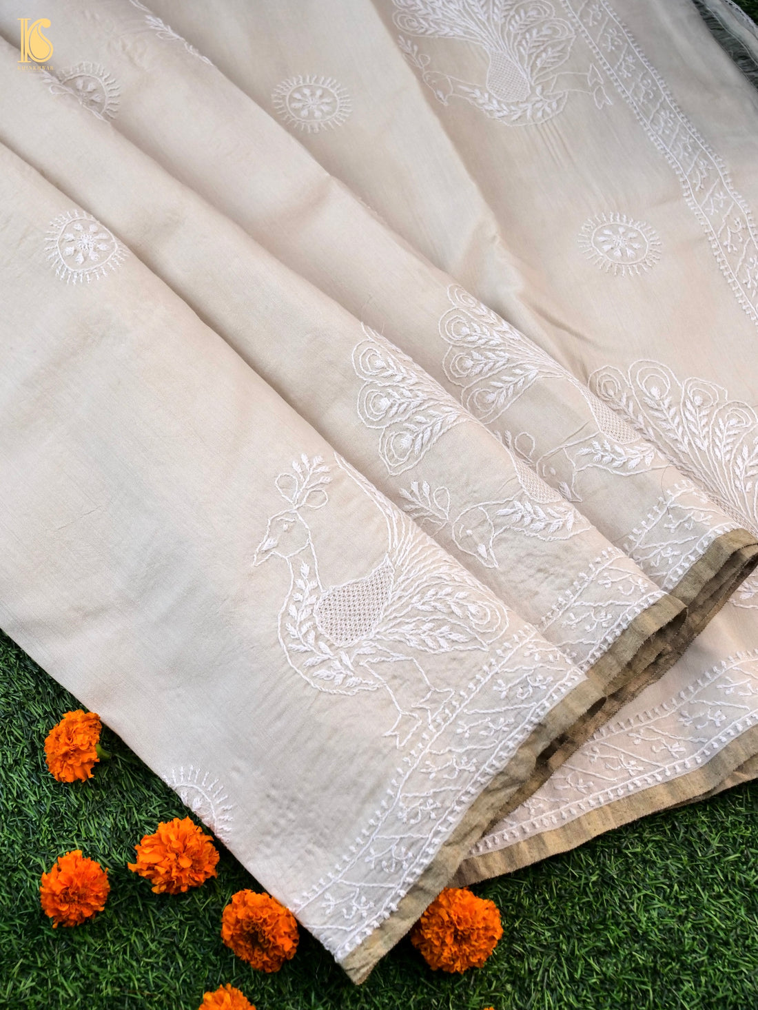 Chikankari Moonga Tussar Silk Saree