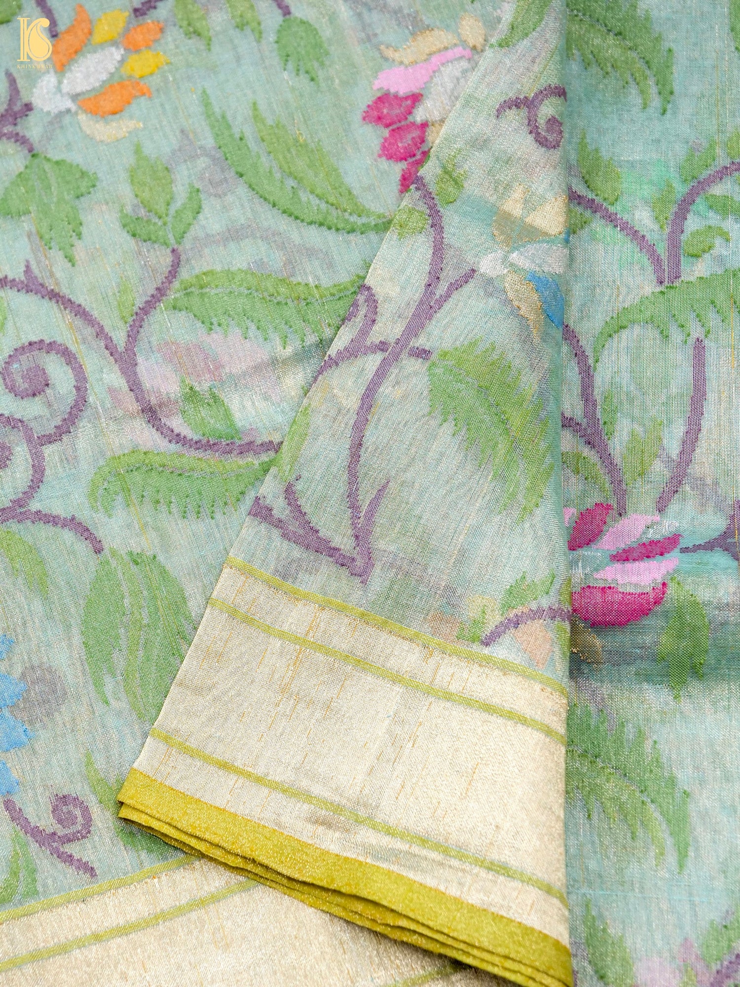 Handloom Banarasi Real Silver Zari Tissue Silk Saree