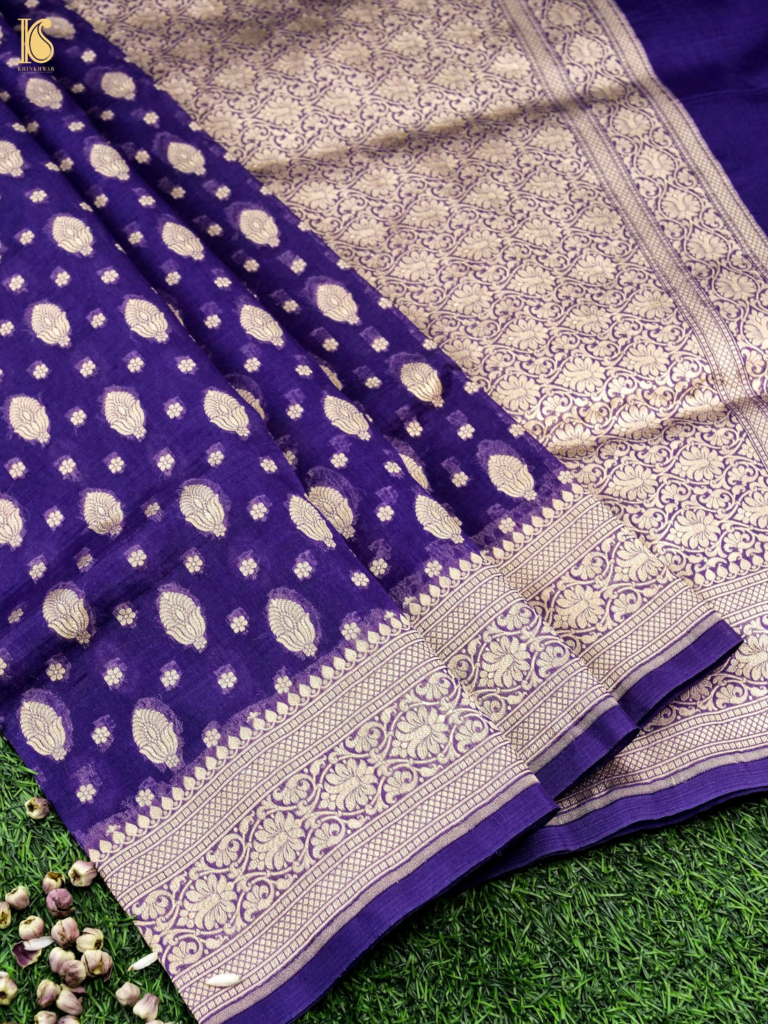 Handloom Kora Banarasi Jaal Saree