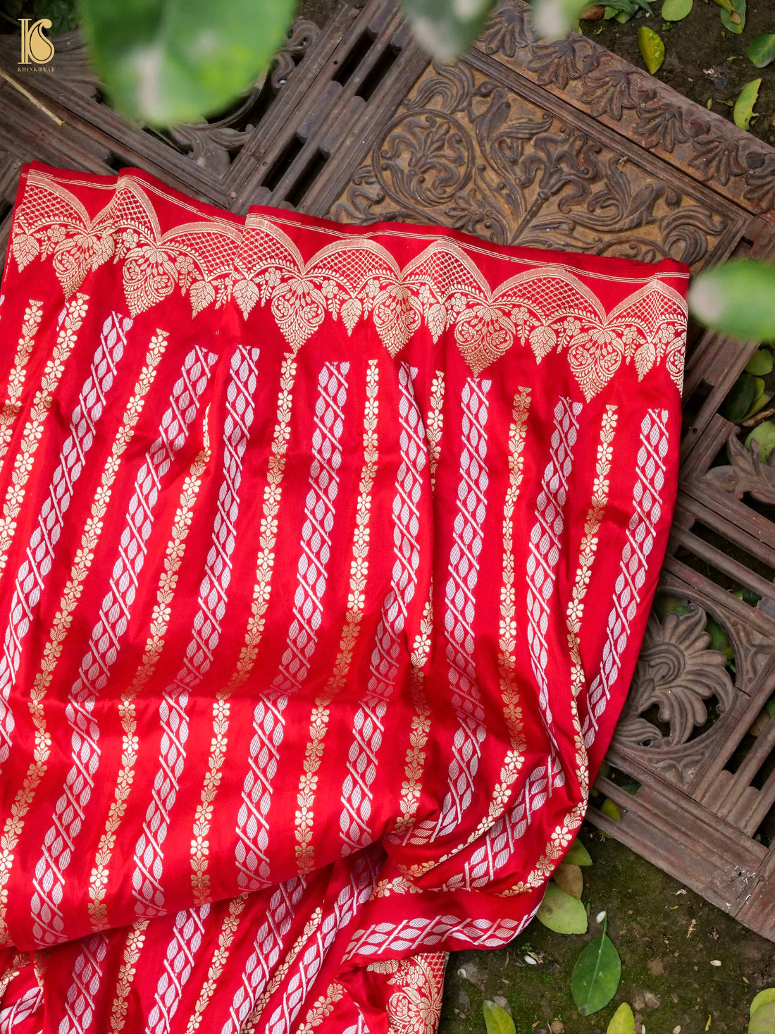 Handloom Banarasi Katan Silk Kadwa Stripes Saree