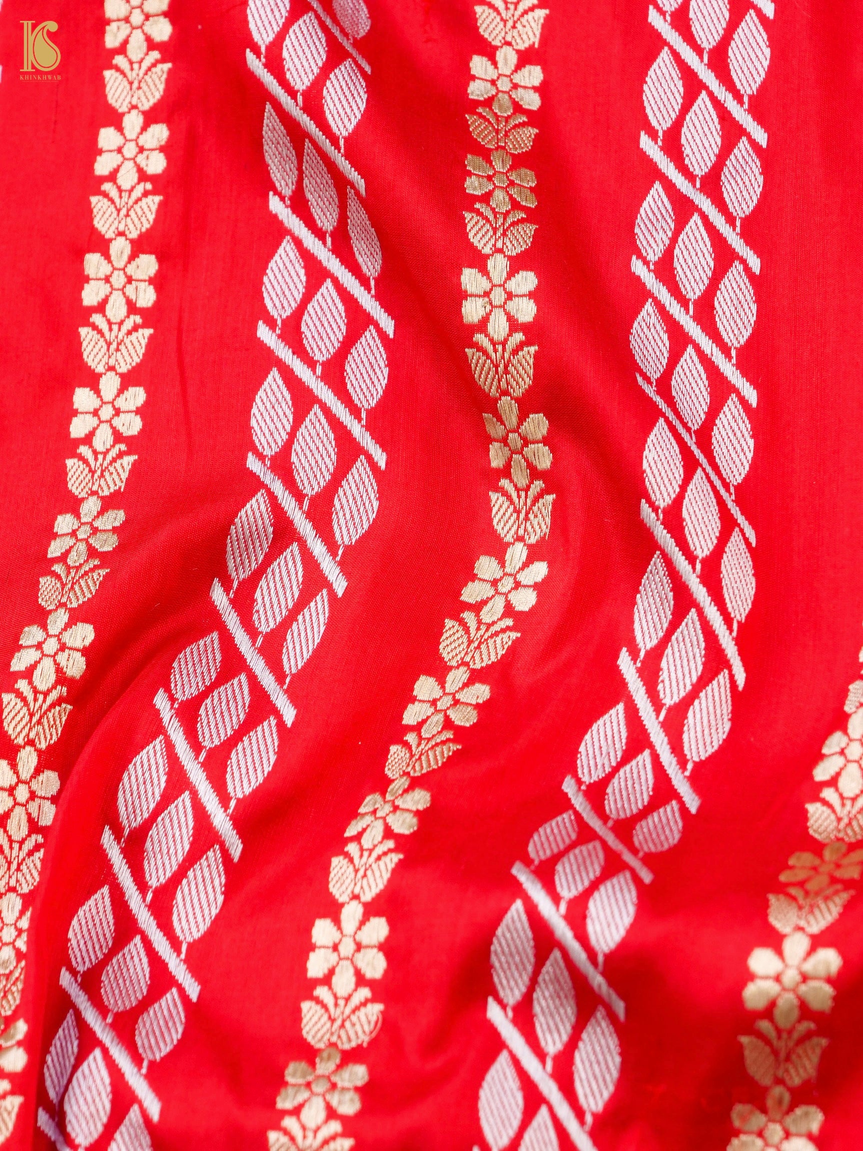 Handloom Banarasi Katan Silk Kadwa Stripes Saree