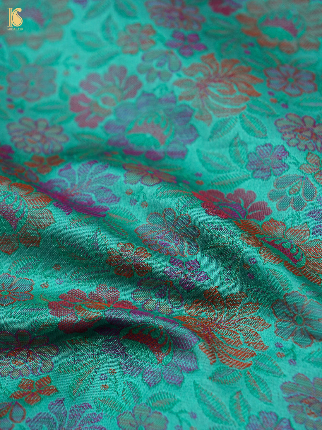 Handloom Banarasi Tanchoi Silk Peonies Fabric