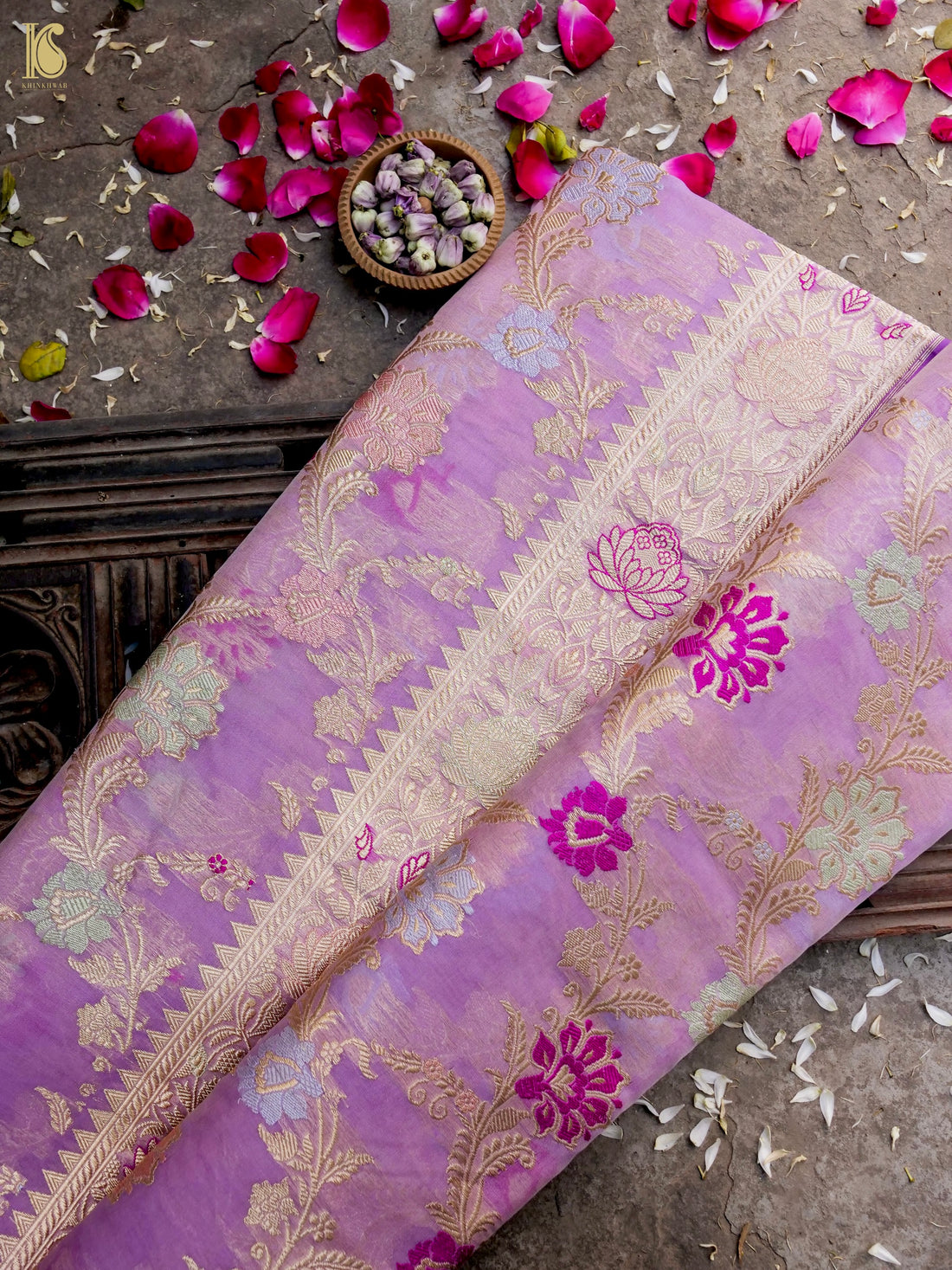 Handloom Banarasi Kora Kadwa Tilfi Saree