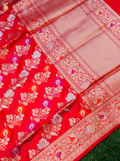 Banarasi Handloom Pure Katan Silk Kadwa Jangla Saree