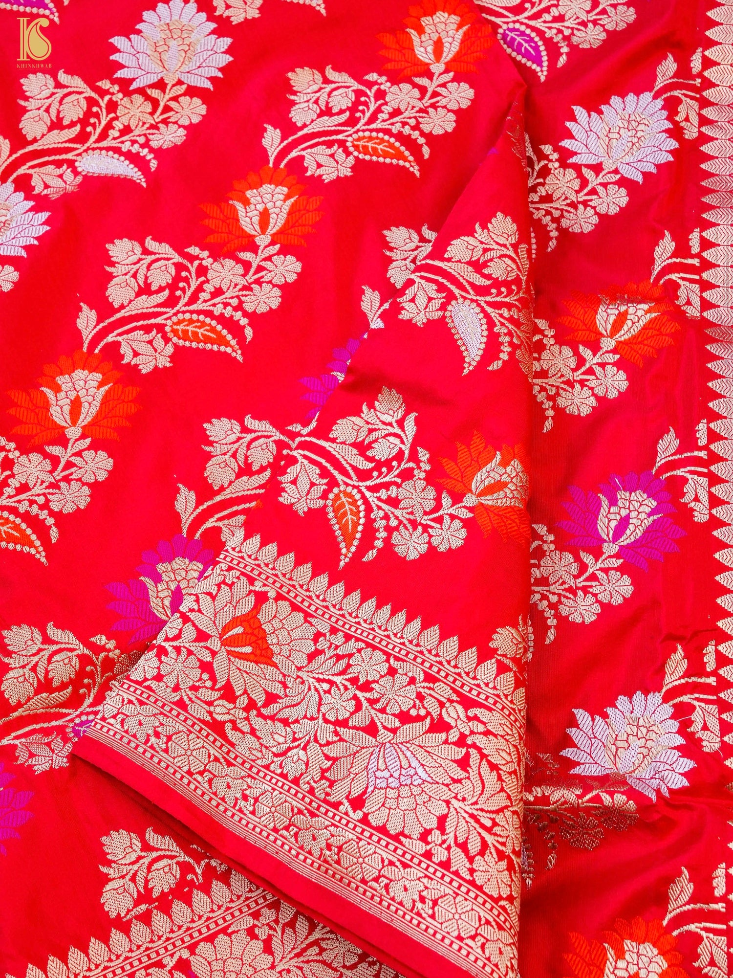 Banarasi Handloom Pure Katan Silk Kadwa Jangla Saree