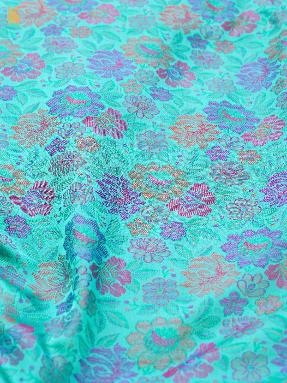 Handloom Banarasi Tanchoi Silk Peonies Fabric