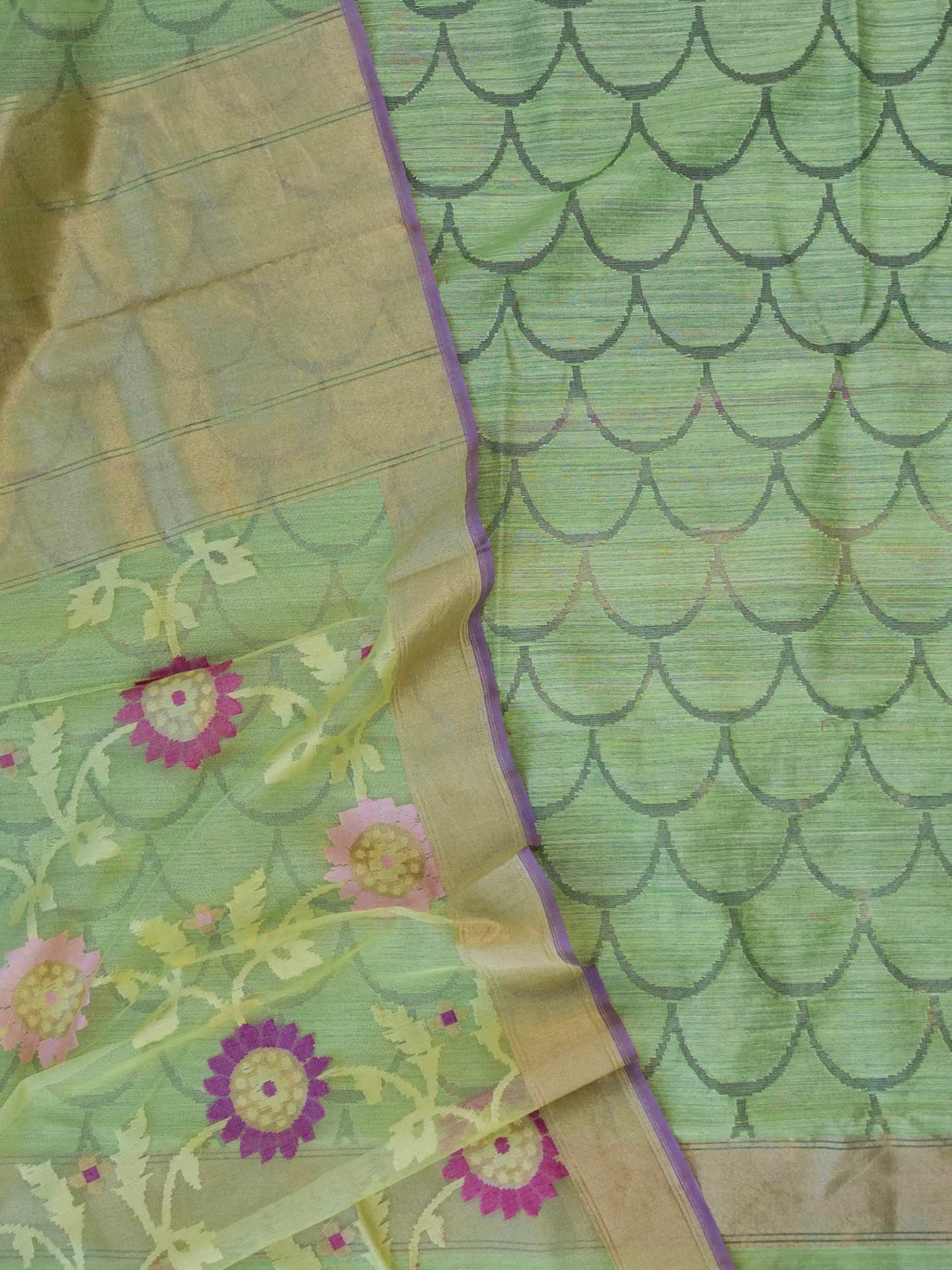 Handloom Banarasi Dupion Silk Fabric 3 Piece Suit Set