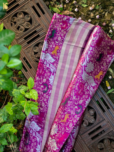 Handwoven Katan Silk Banarasi Shikargah Saree