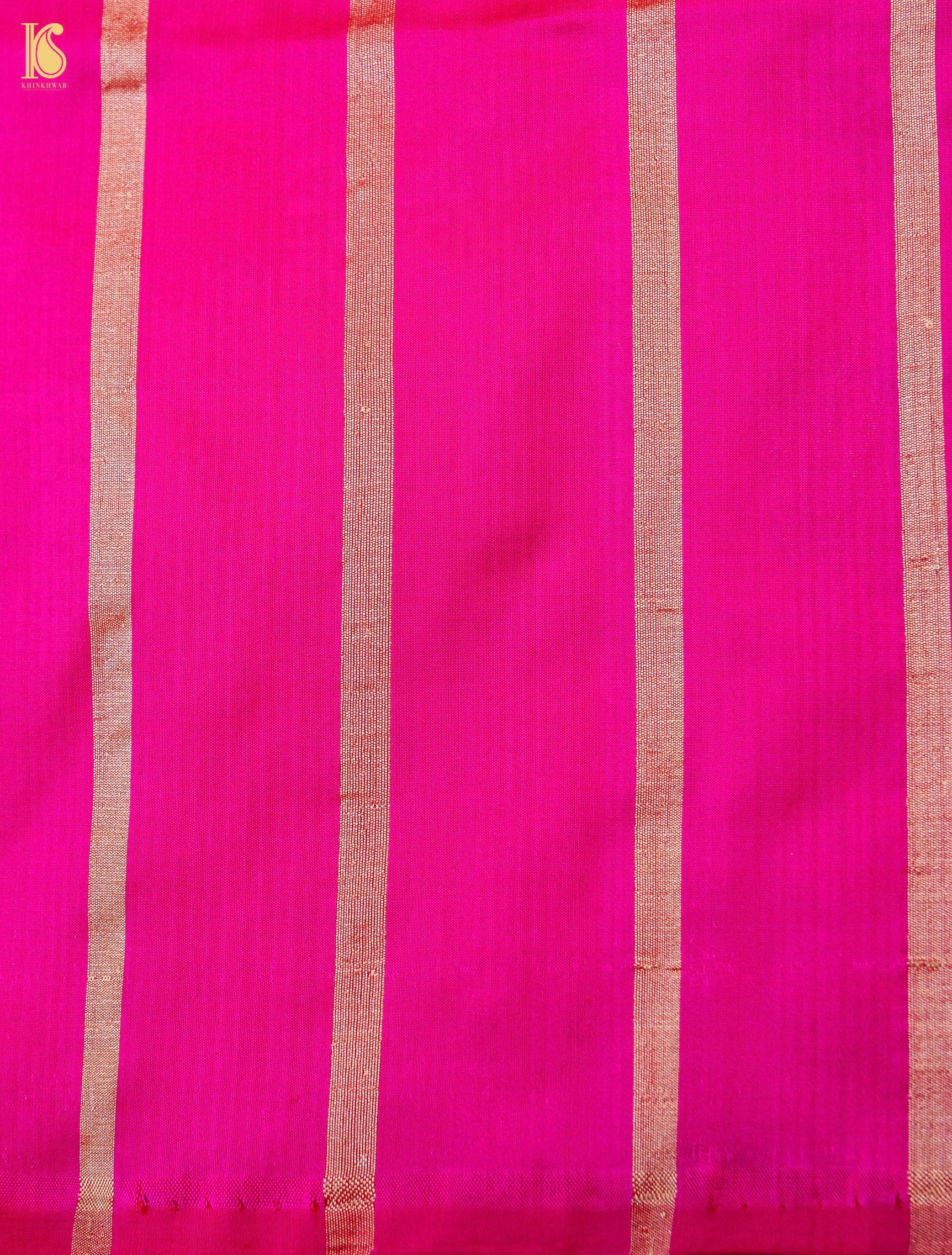 Handloom Banarasi Silk Tanchoi Stripes Saree